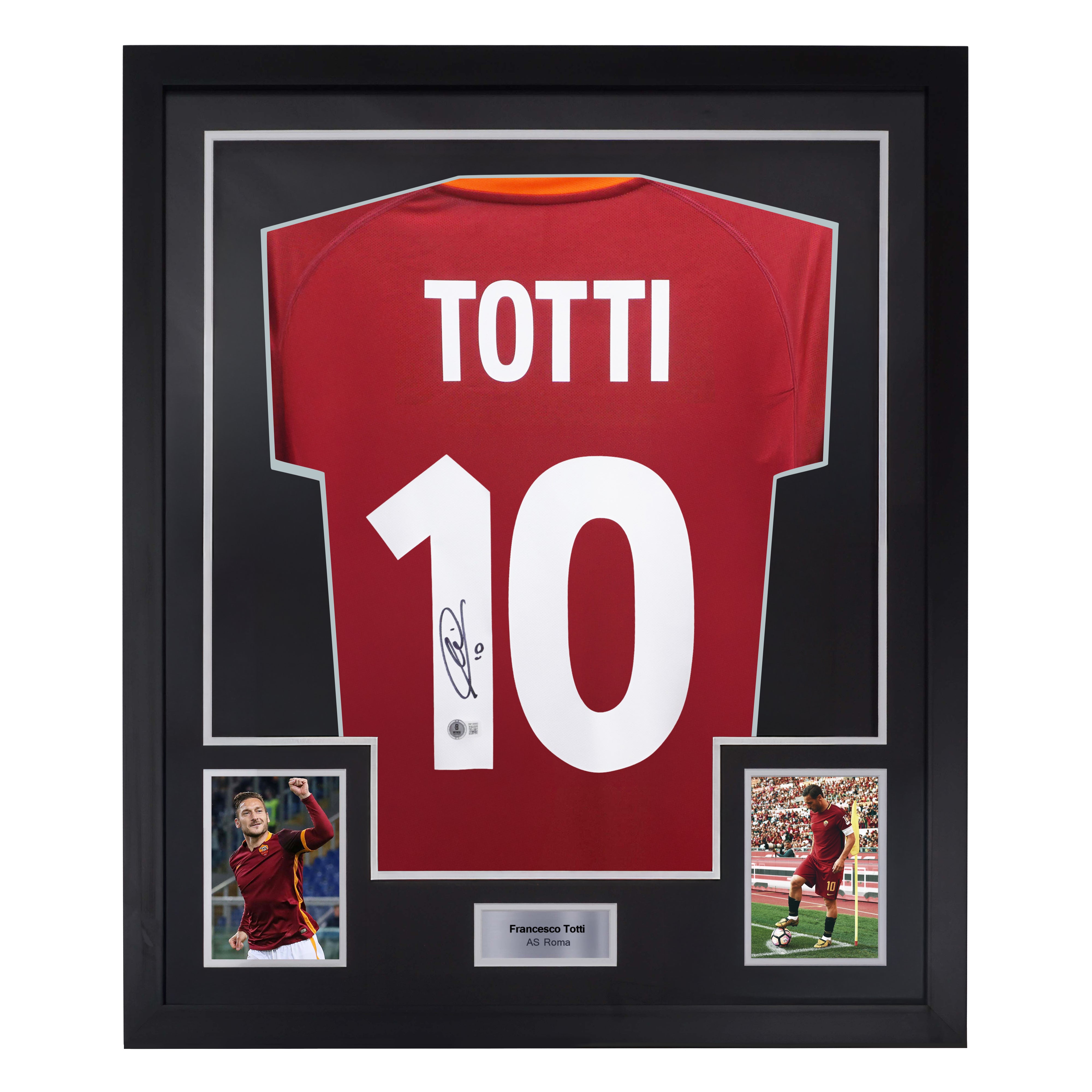 Framed Francesco Totti Signed AS Roma Home Soccer Jersey #10 with Beckett Witness